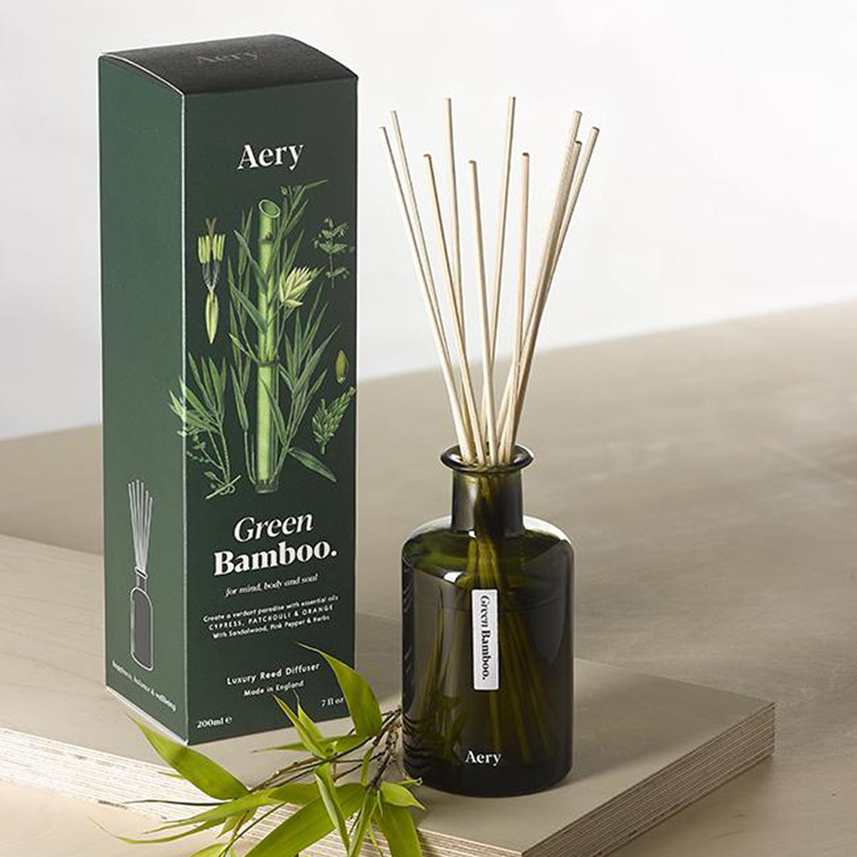 Aery Living Botanical Green 200ml Reed Diffuser Green Bamboo