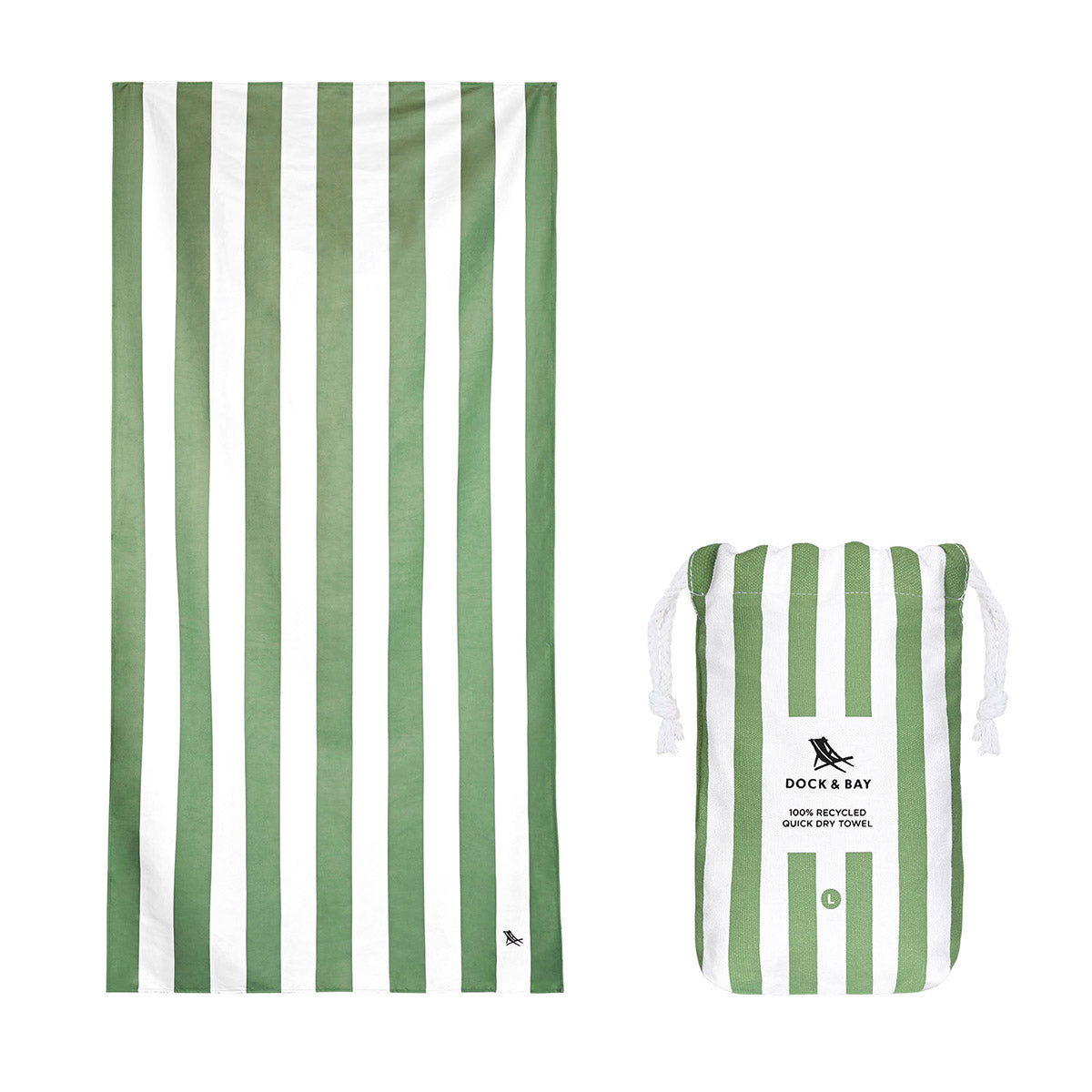 Dock & Bay Beach Towel Cabana Collection L Cayman Olive 100% Recycled 100% Recycled
