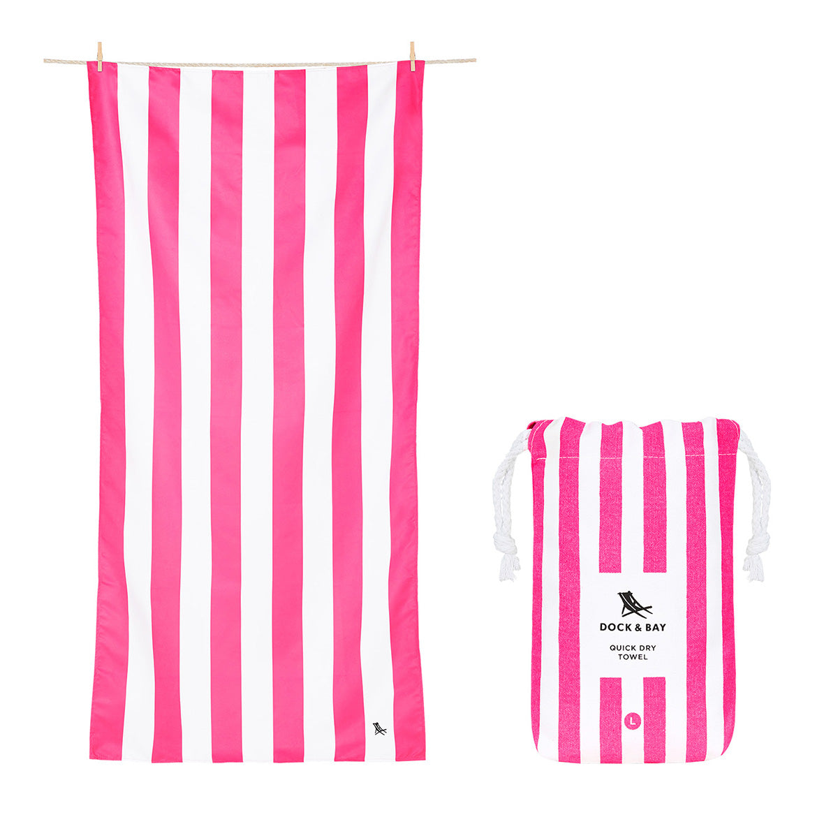 Dock & Bay Beach Towel Cabana Collection L Phi Phi Pink 100% Recycled 100% Recycled