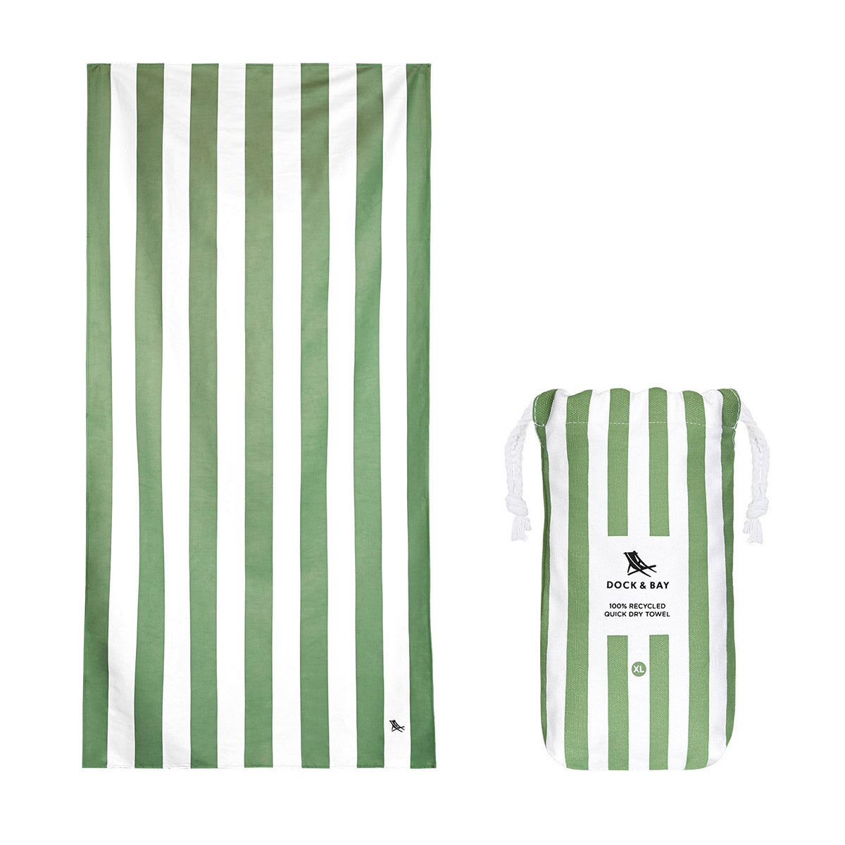 Dock & Bay Beach Towel Cabana Collection XL Cayman Olive 100% Recycled 100% Recycled
