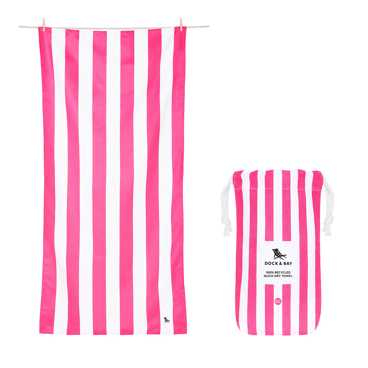 Dock & Bay Beach Towel Cabana Collection XL Phi Phi Pink 100% Recycled 100% Recycled
