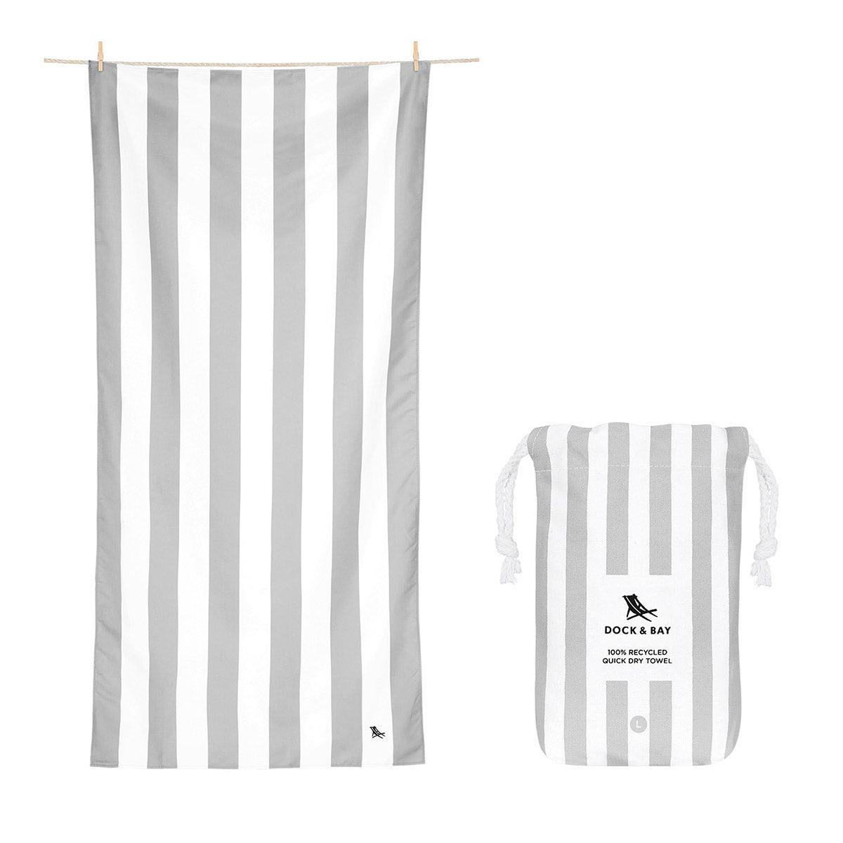 Dock & Bay Beach Towel Cabana Light Collection L Goa Grey 100% Recycled 100% Recycled