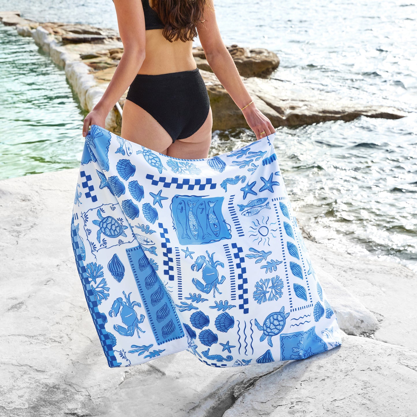 Dock & Bay Beach Towel Designed Collection L Grecian Shores 100% Recycled 100% Recycled