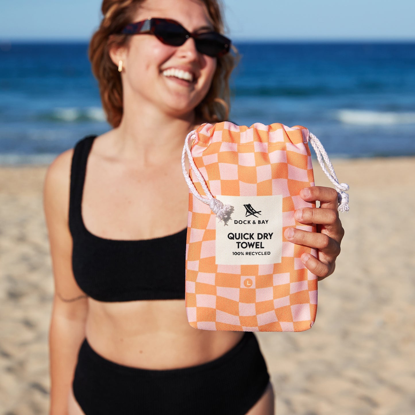 Dock & Bay Beach Towel Designed Collection L Groovy Check 100% Recycled 100% Recycled