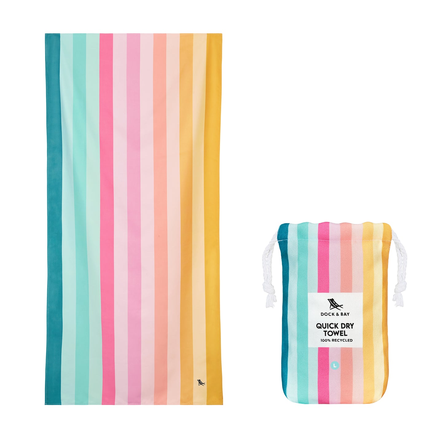 Dock & Bay Beach Towel Summer Collection L Coastal Candy 100% Recycled 100% Recycled