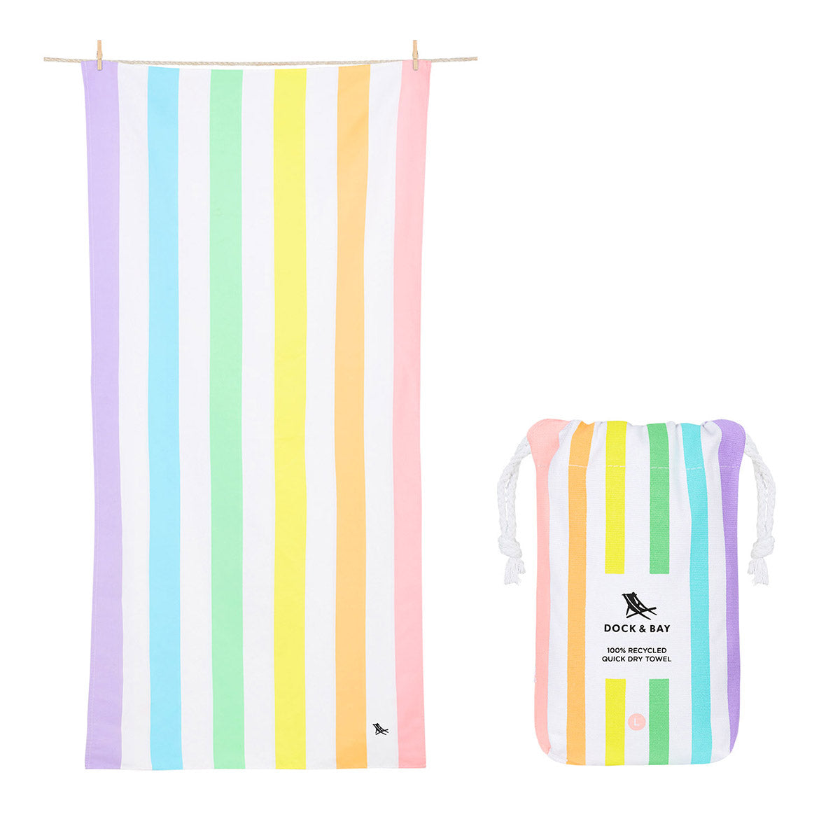 Dock & Bay Beach Towel Summer Collection L Unicorn Waves 100% Recycled 100% Recycled