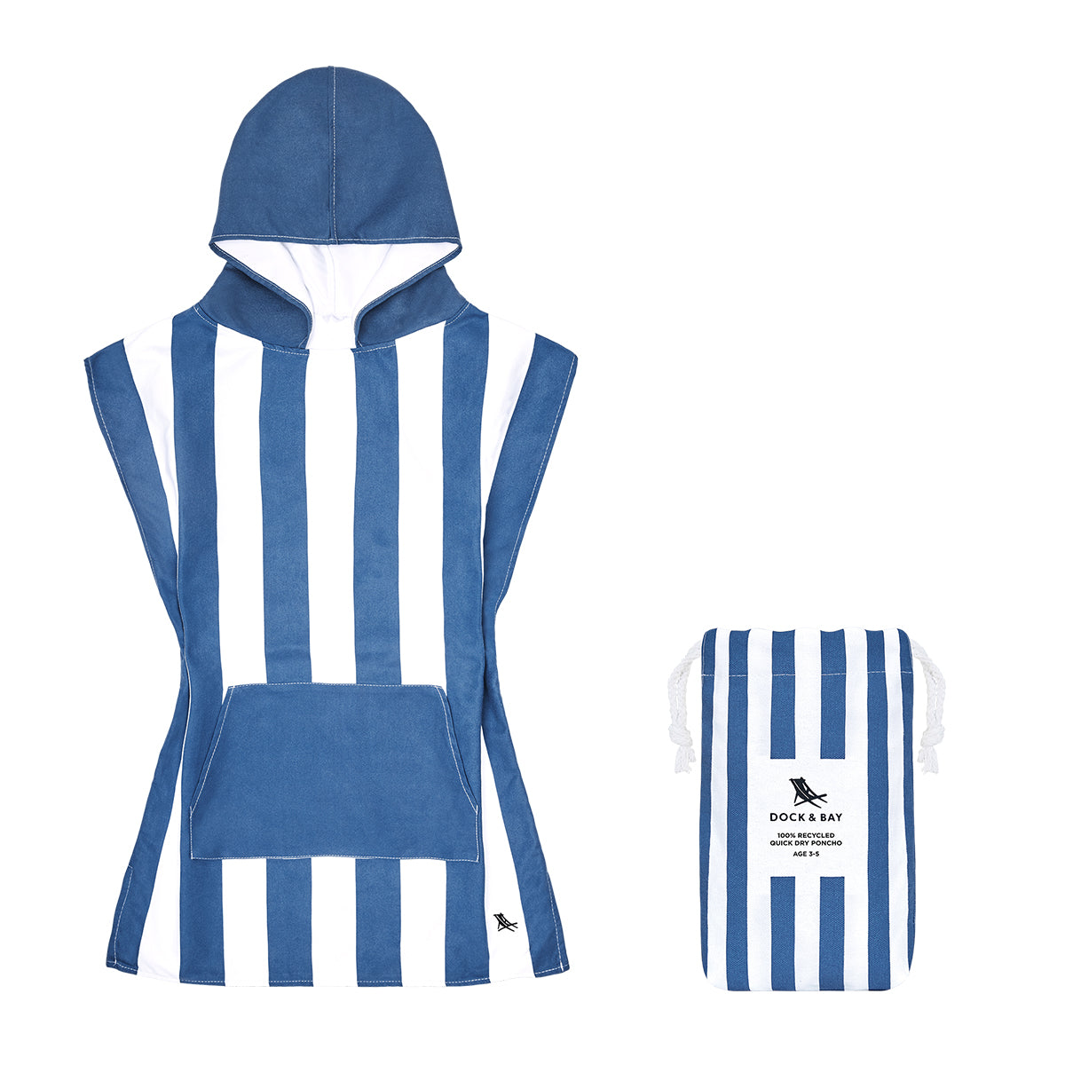 Dock & Bay Poncho Kids Cabana Collection Whitsunday Blue 100% Recycled 100% Recycled