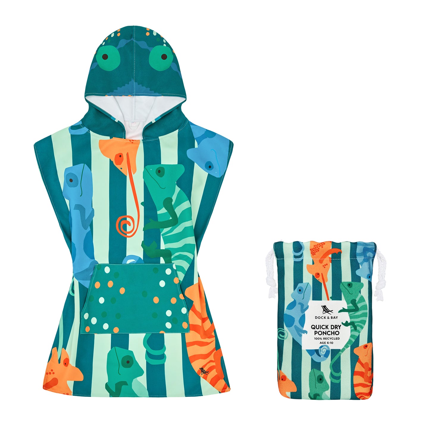 Dock & Bay Poncho Kids Patterned Collection Karma Chameleon 100% Recycled 100% Recycled