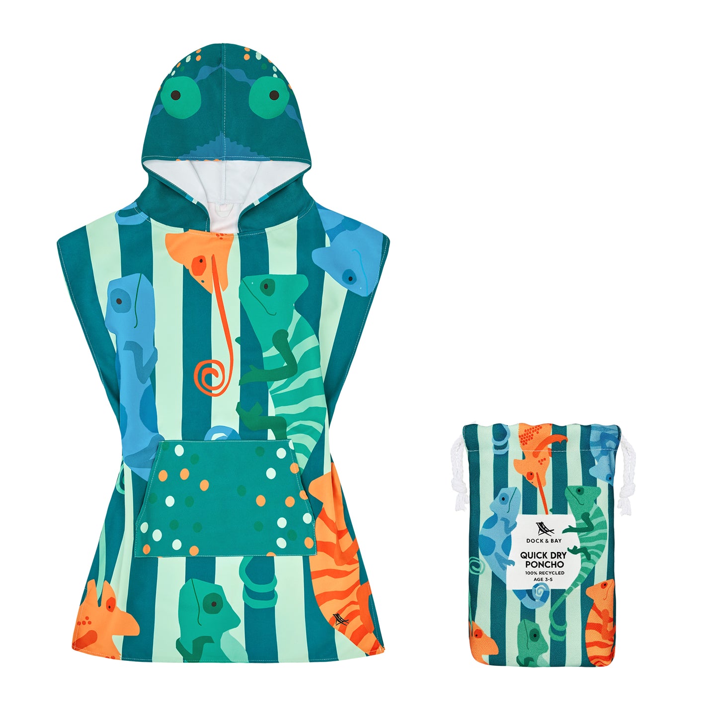 Dock & Bay Poncho Kids Patterned Collection Karma Chameleon 100% Recycled 100% Recycled