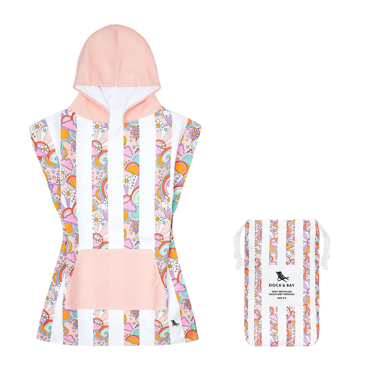 Dock & Bay Poncho Kids Patterned Collection Pink Power 100% Recycled 100% Recycled