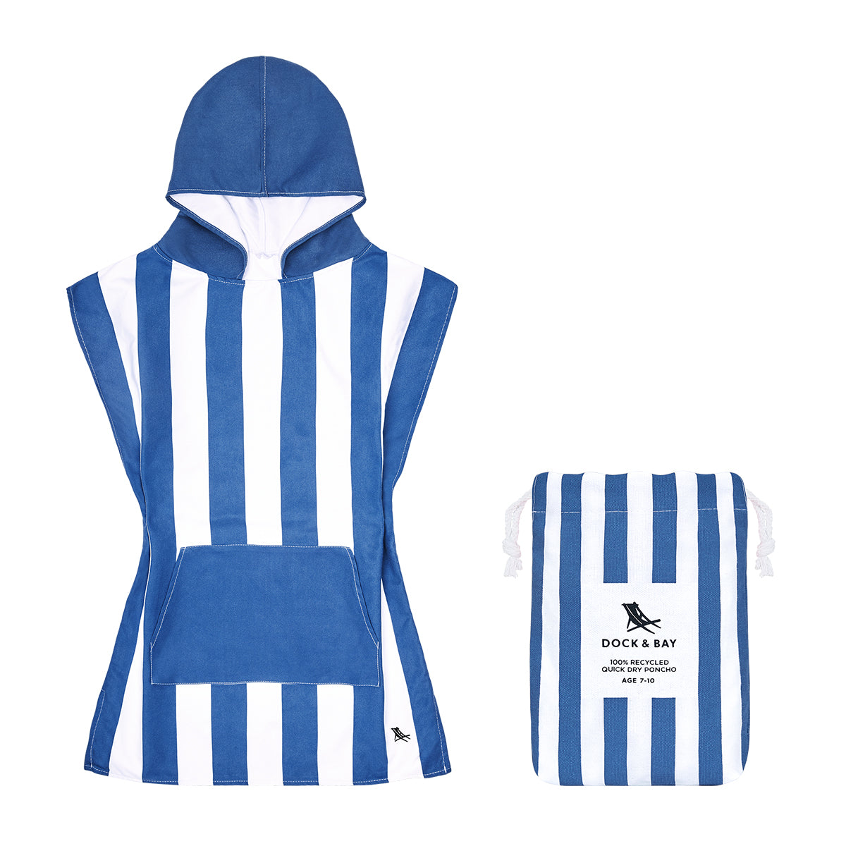Dock & Bay Poncho Mini Cabana Collection Whitsunday Blue 100% Recycled 100% Recycled