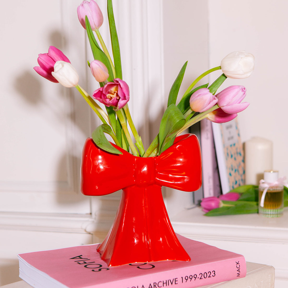 DOIY Bow Vase Red