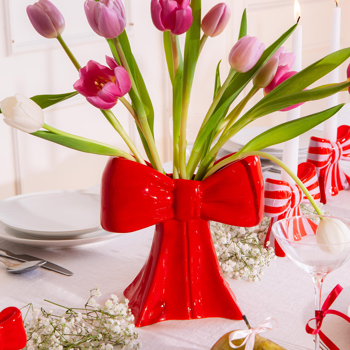 DOIY Bow Vase Red