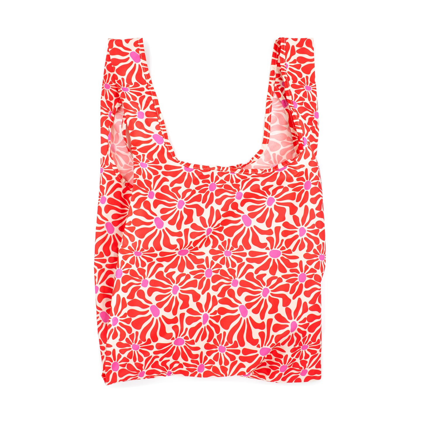 Kind Bag Reusable Bag Medium Abstract Flowers Red