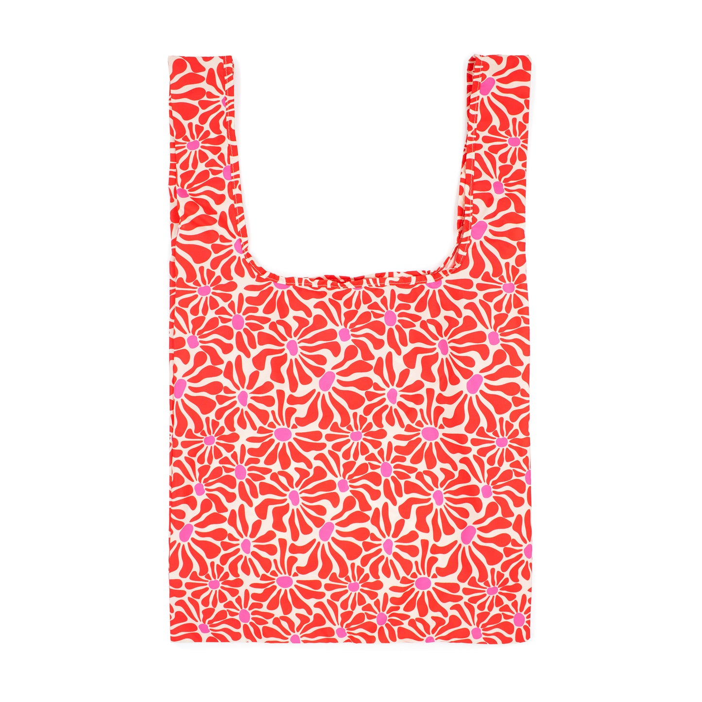 Kind Bag Reusable Bag Medium Abstract Flowers Red