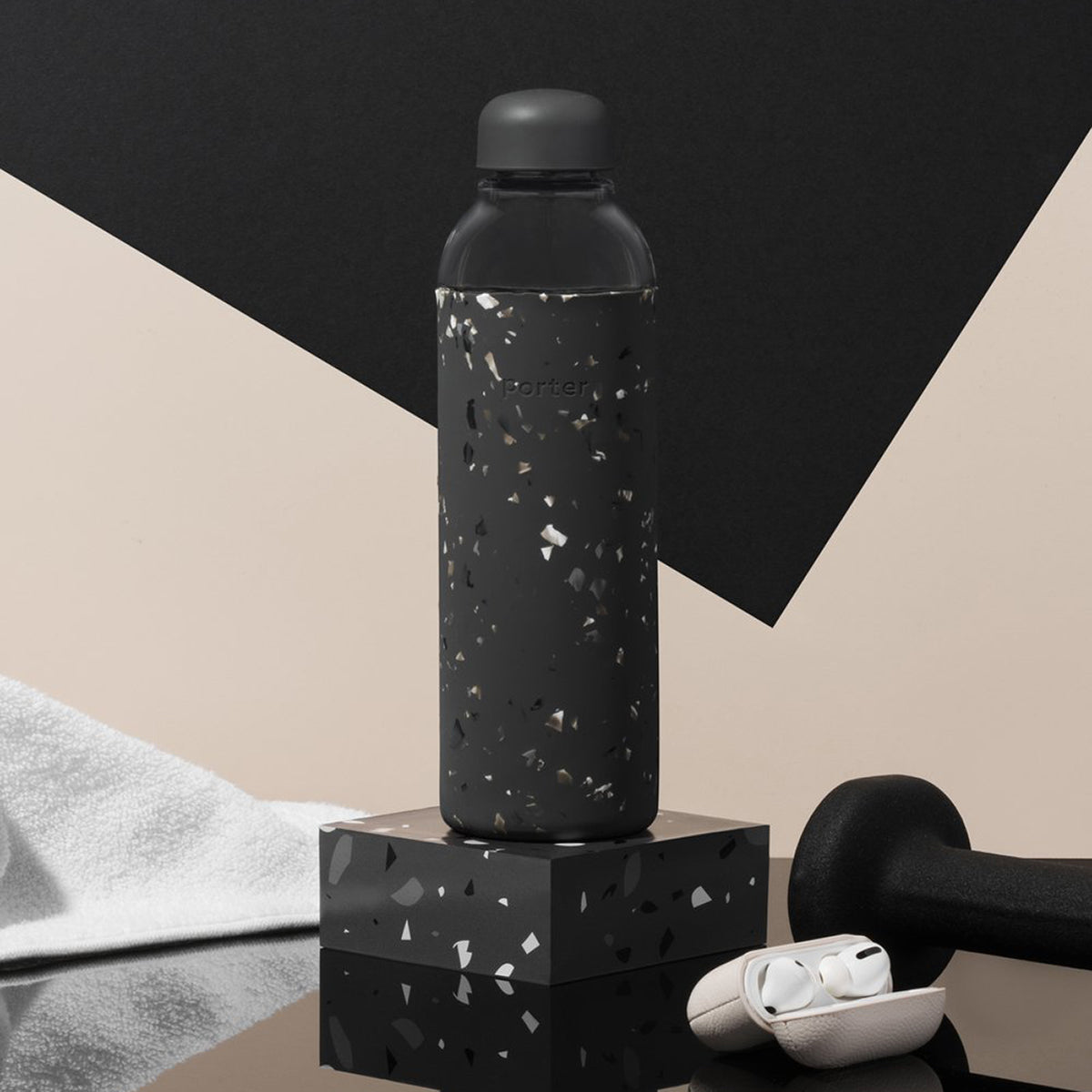 W&P Glass Bottle Terrazzo 591ml Charcoal