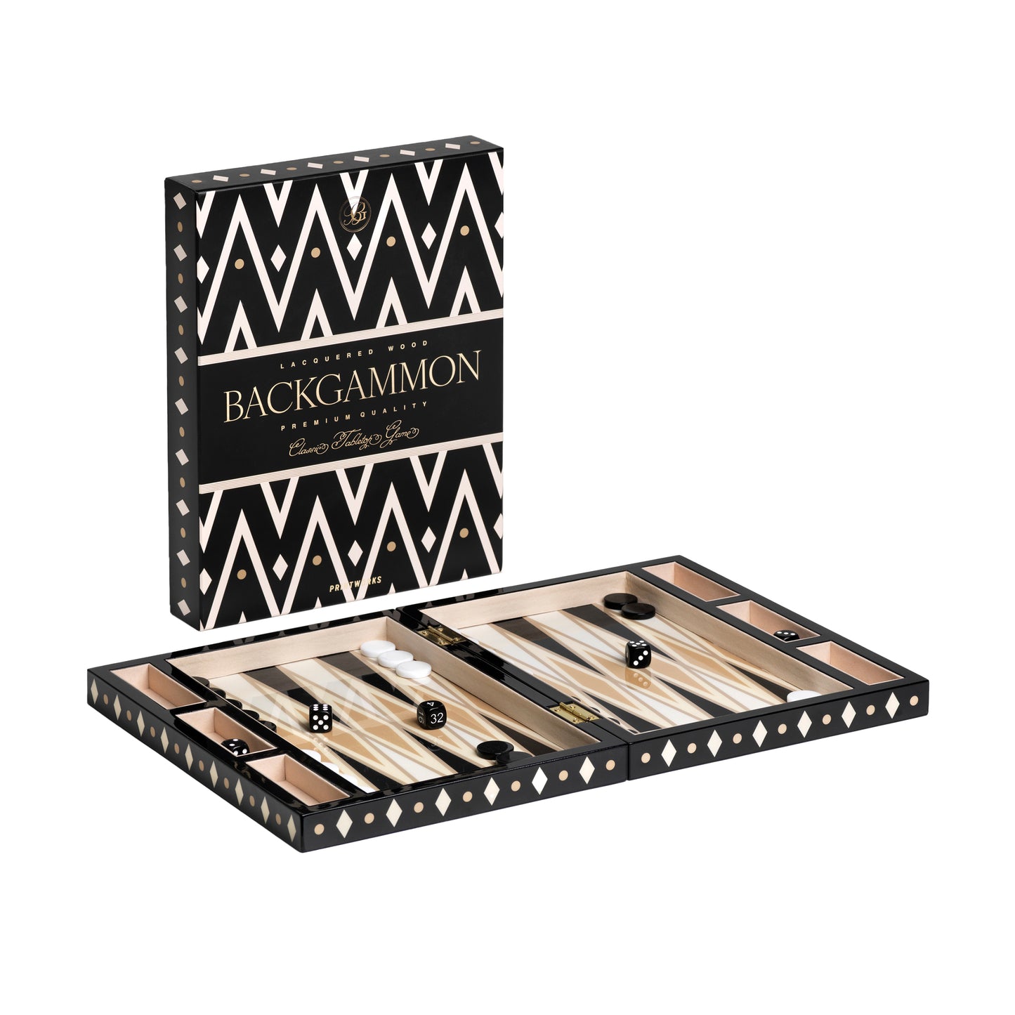 Printworks Classic Games Backgammon Lacquered Black