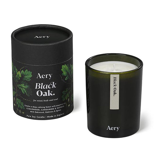 Aery Living Botanical Green 200g Soy Candle Black Oak