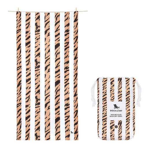 Dock & Bay Beach Towel Animal Kingdom Collection L Fierce Tiger 100% Recycled 100% Recycled