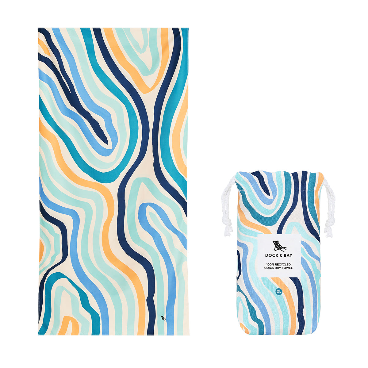 Dock & Bay Beach Towel Stripes Go Wild Collection XL Groovy Dunes 100% Recycled 100% Recycled