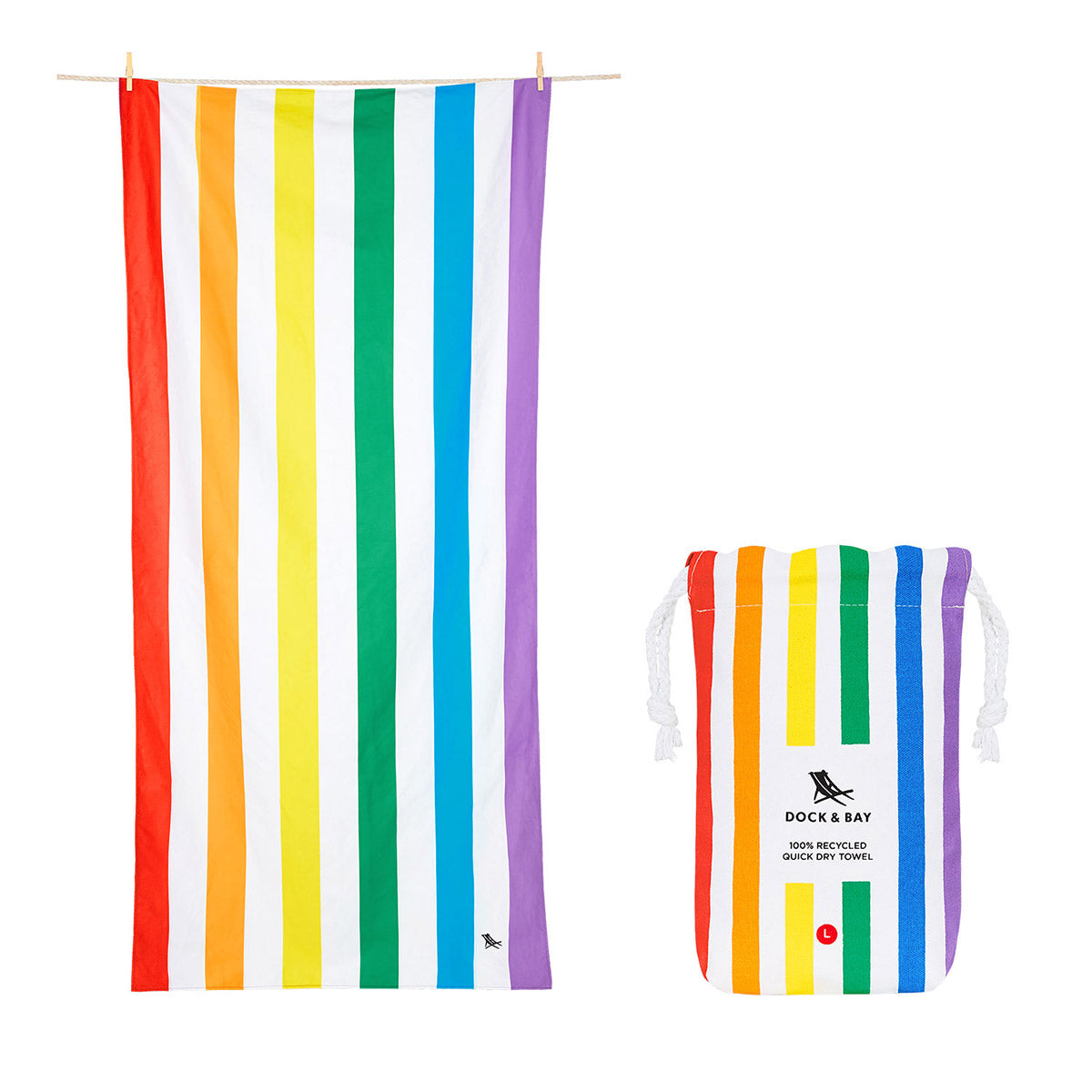 Dock & Bay Beach Towel Summer Collection L Rainbow Skies 100% Recycled 100% Recycled