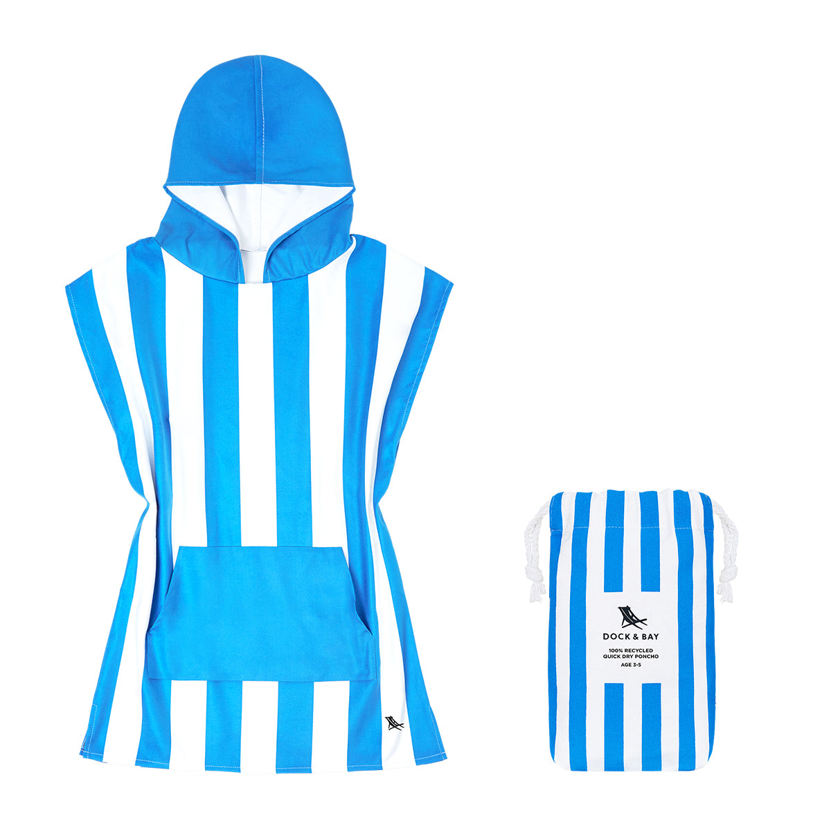 Dock & Bay Poncho Kids Cabana Collection Bondi Blue 100% Recycled 100% Recycled