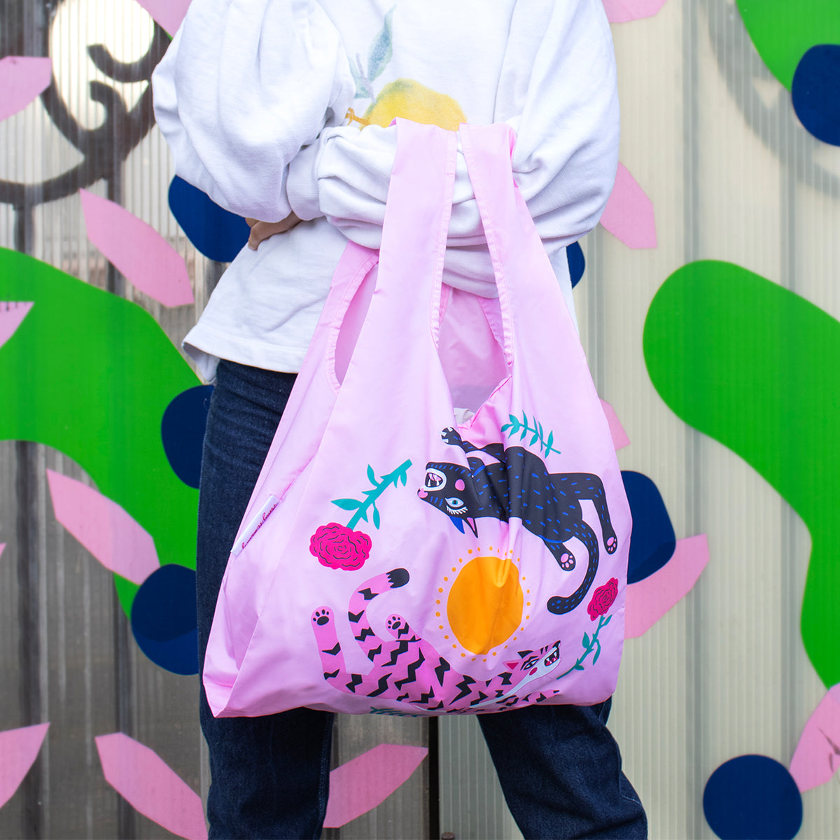 Reusable Bag Collab Amy Hastings Leaping Cat