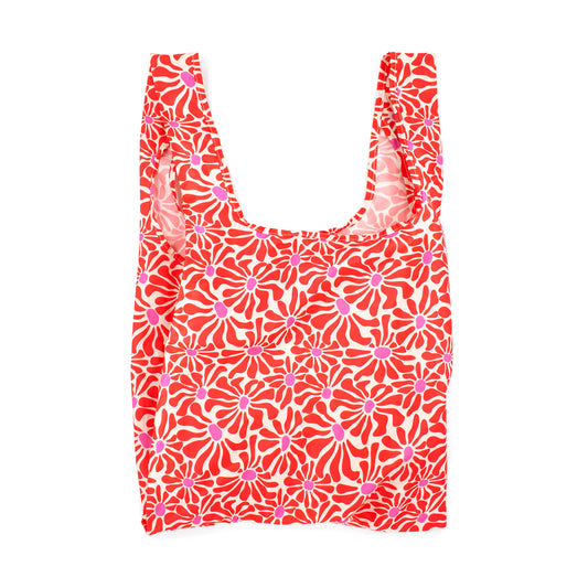 Kind Bag Reusable Bag Medium Abstract Flowers Red