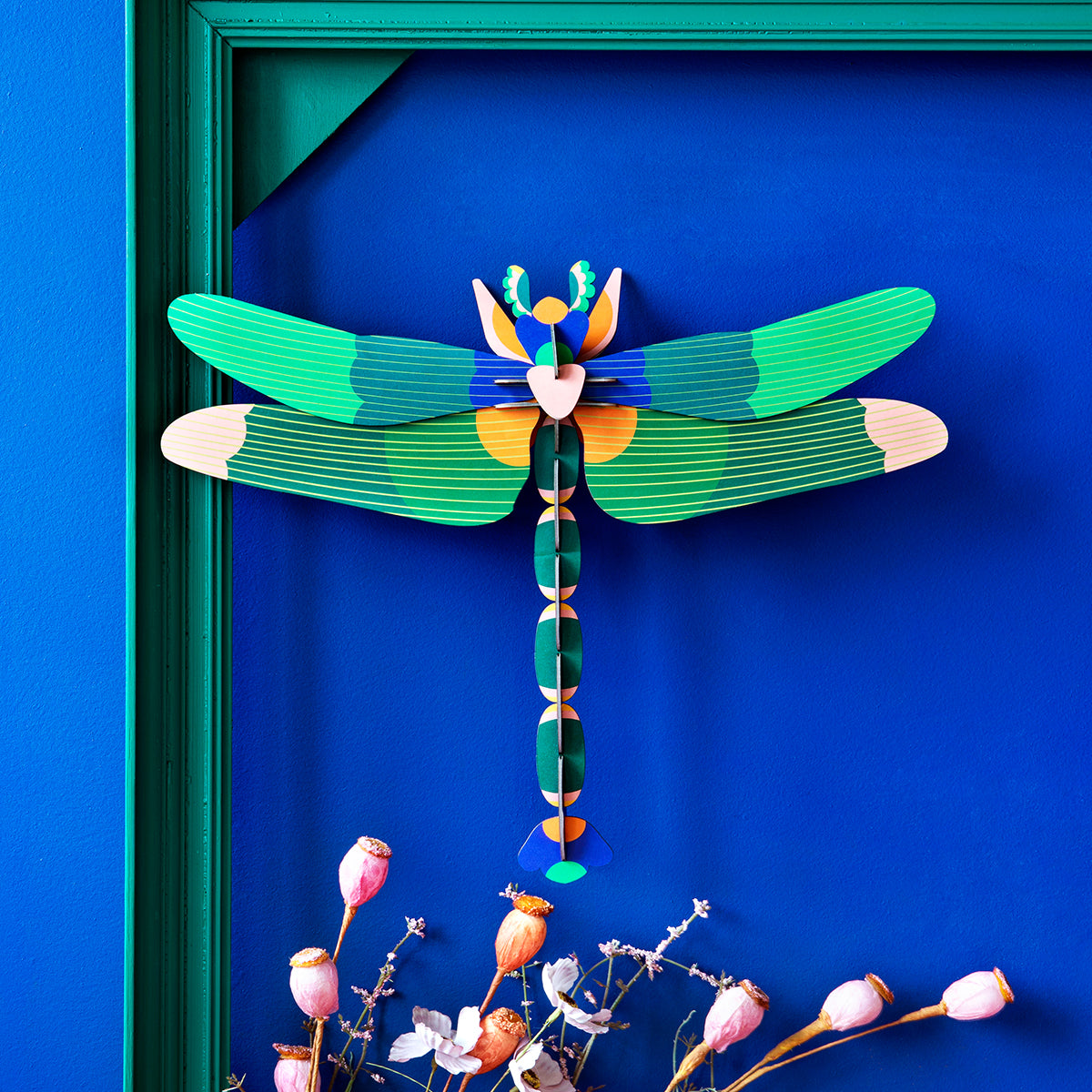 Wall Art Butterflies (A4) Green Dragonfly