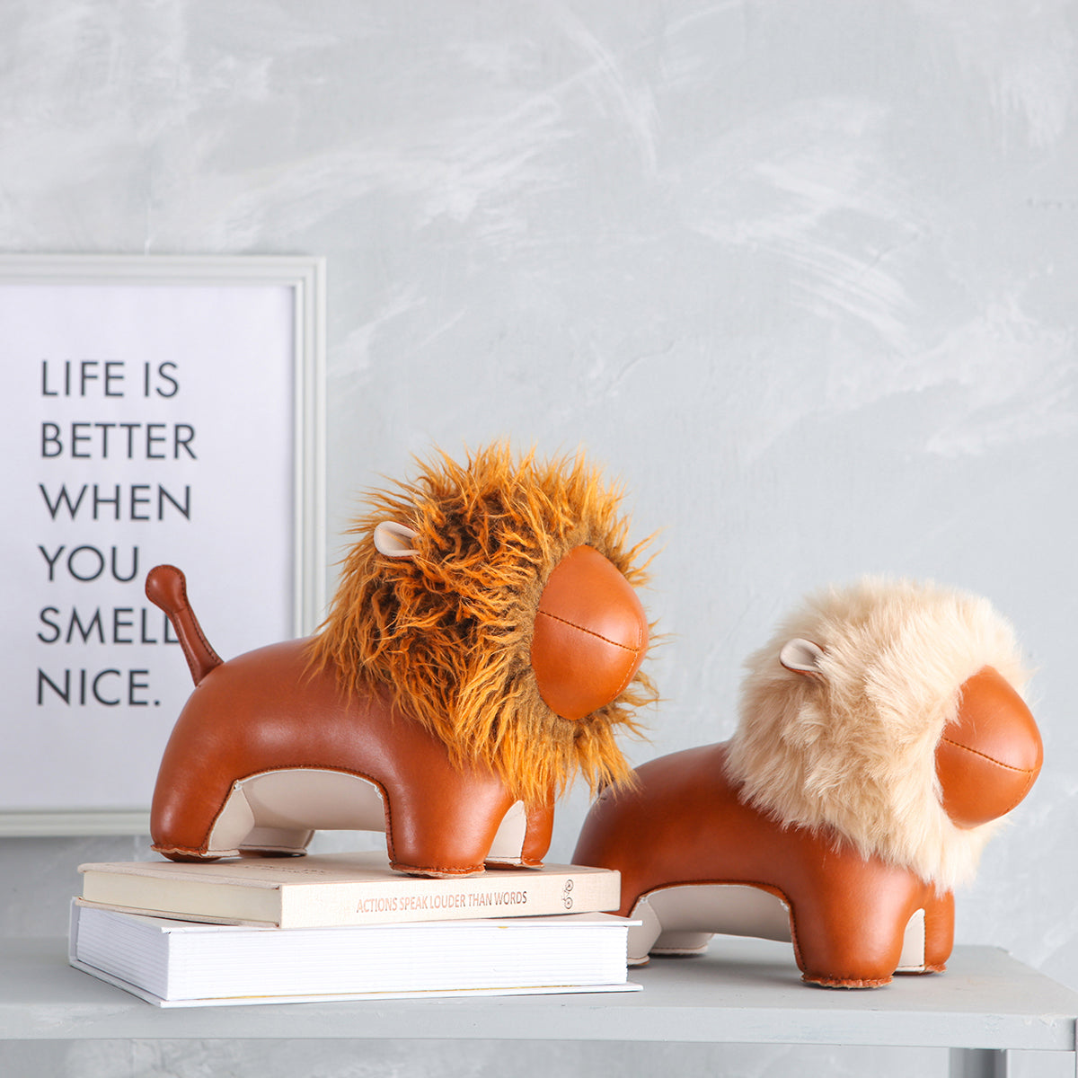 Bookend Lion Tan