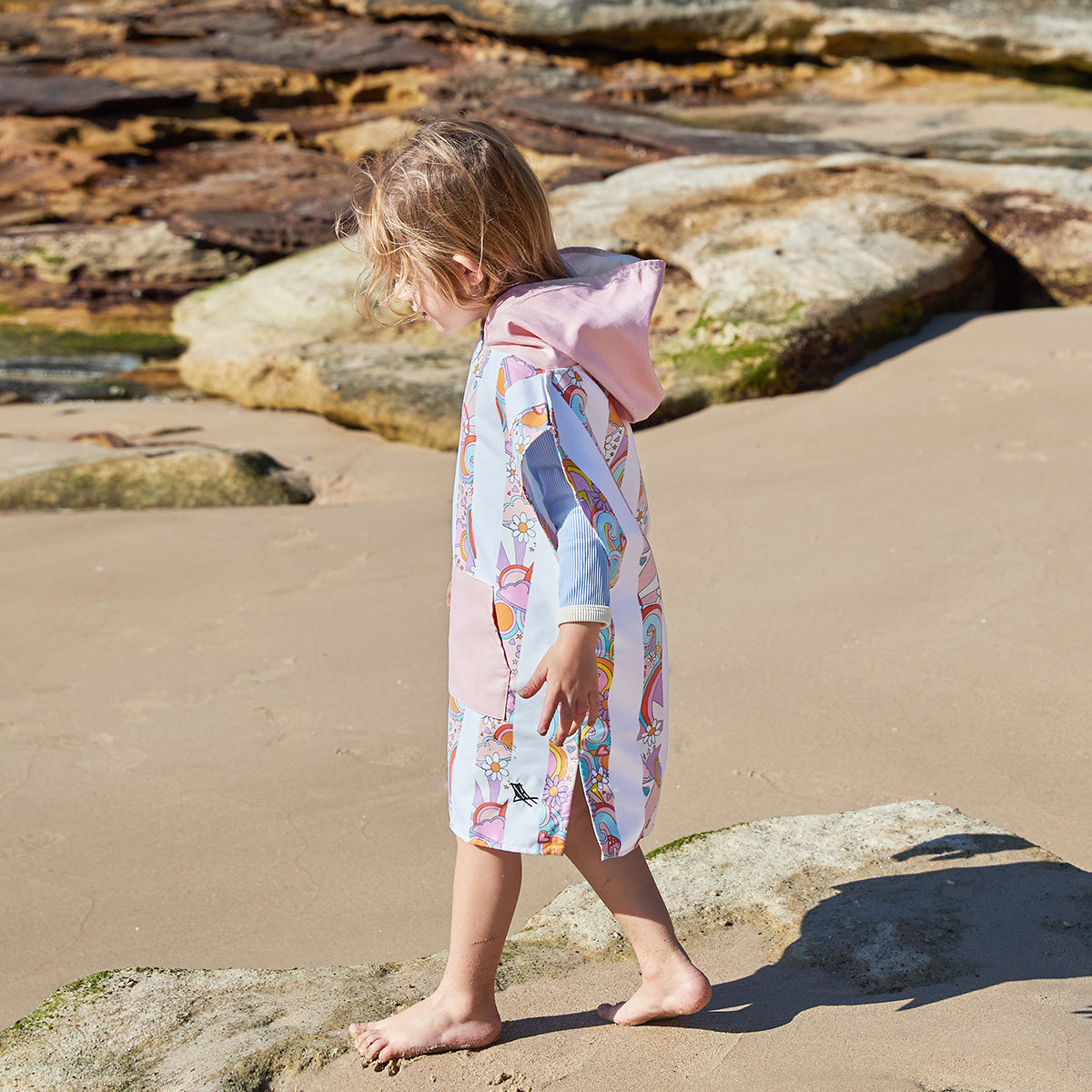 Dock & Bay Poncho Kids Patterned Collection Pink Power 100% Recycled 100% Recycled