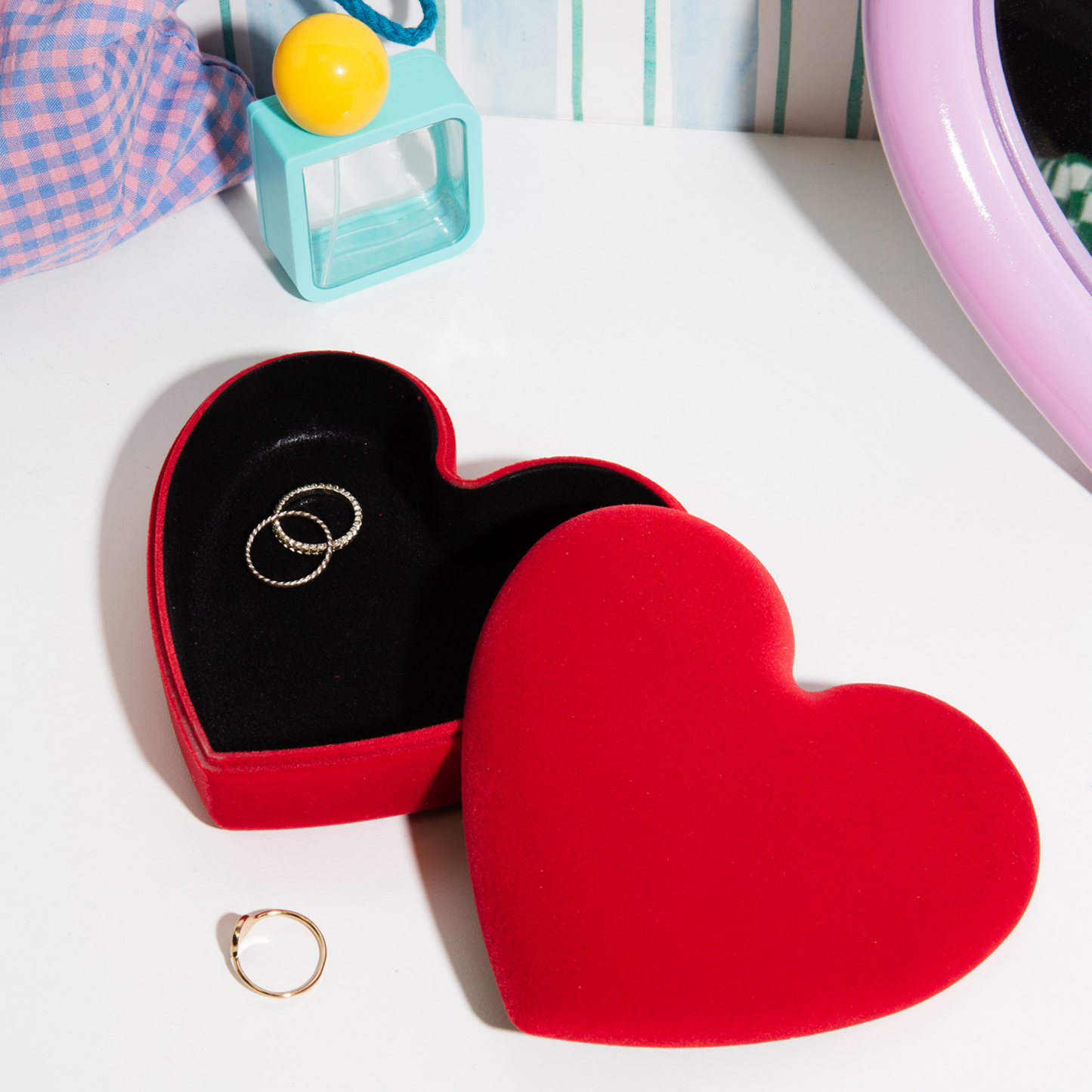 DOIY Love Velvet Storage Box Red
