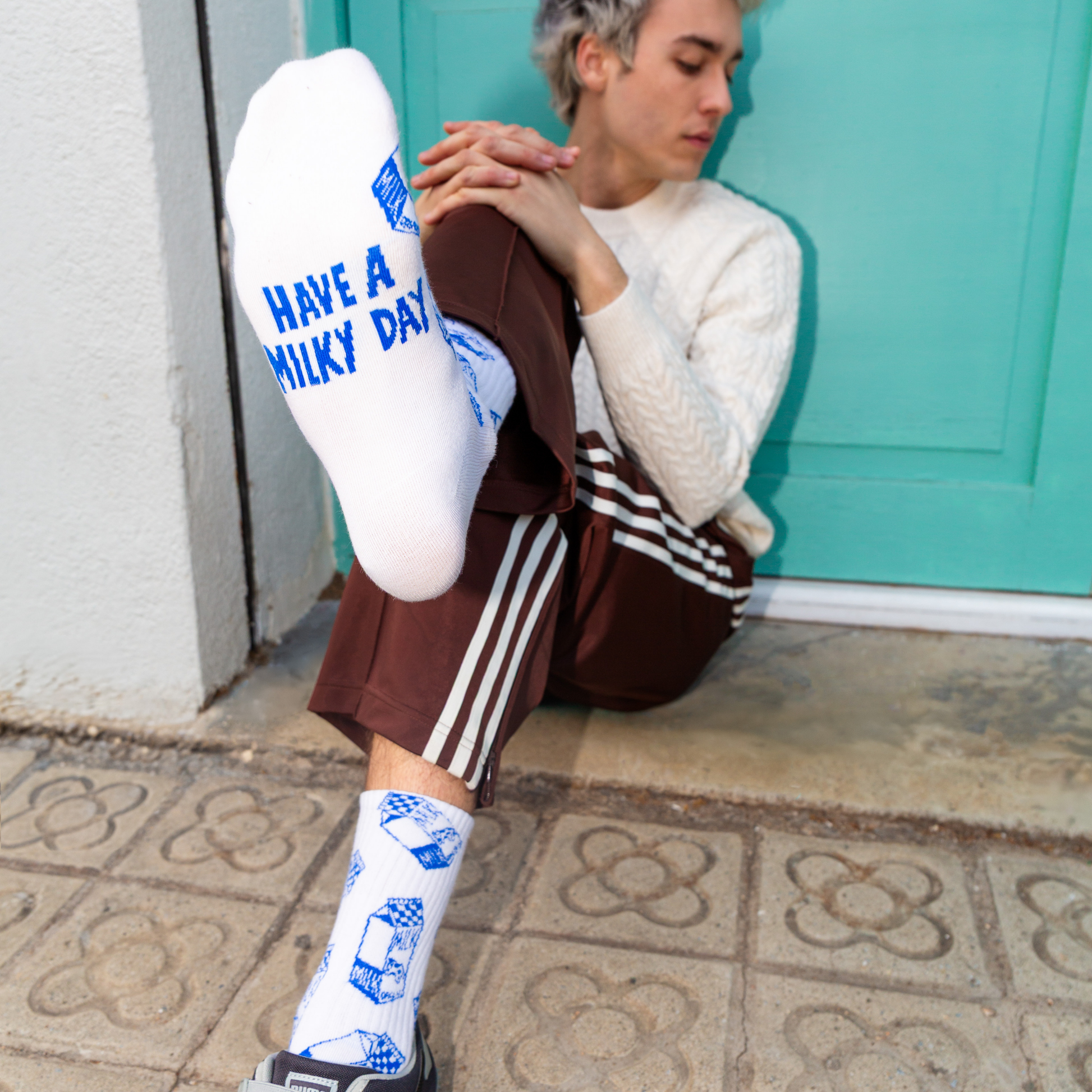 Eat My Socks Crew Socks Milky Day