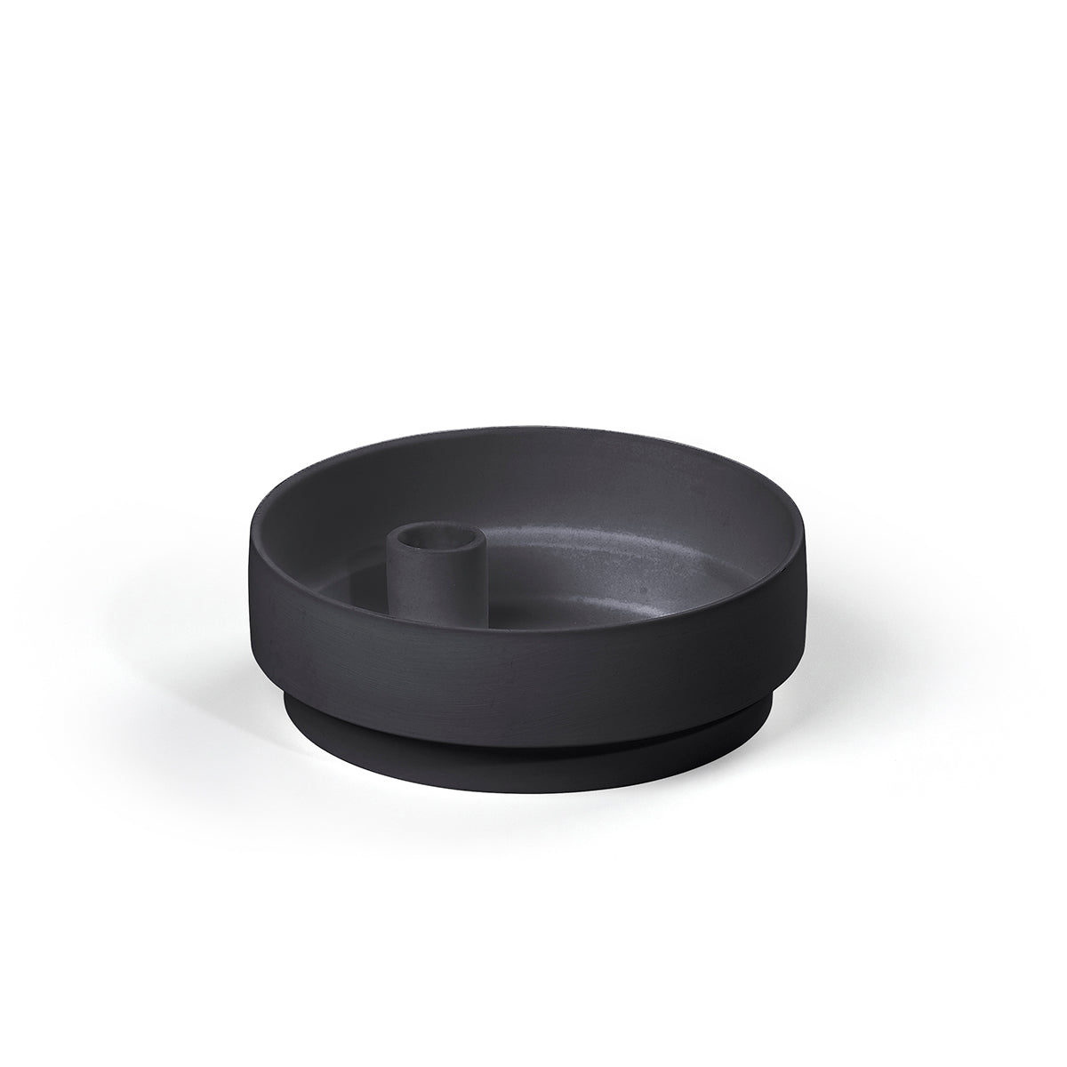 Orbital Step Ceramic Candle Holder Medium Black