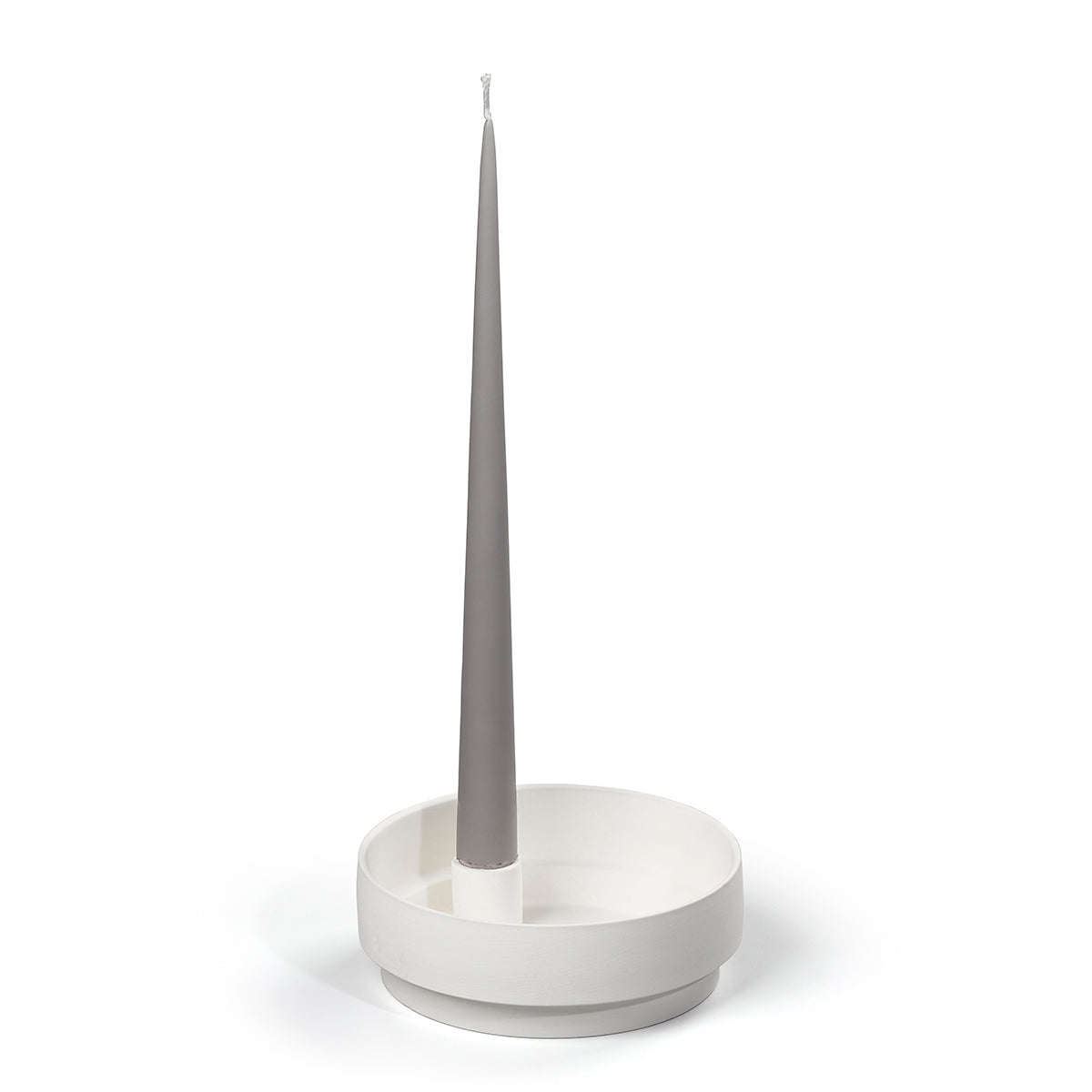 Orbital Step Ceramic Candle Holder Medium White
